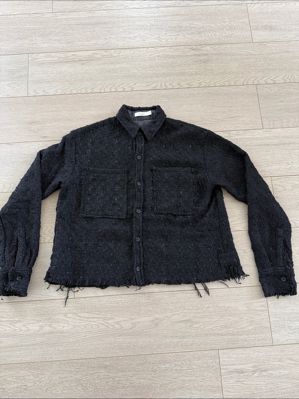 MNML Black Textured Button-Front Shirt Jacket